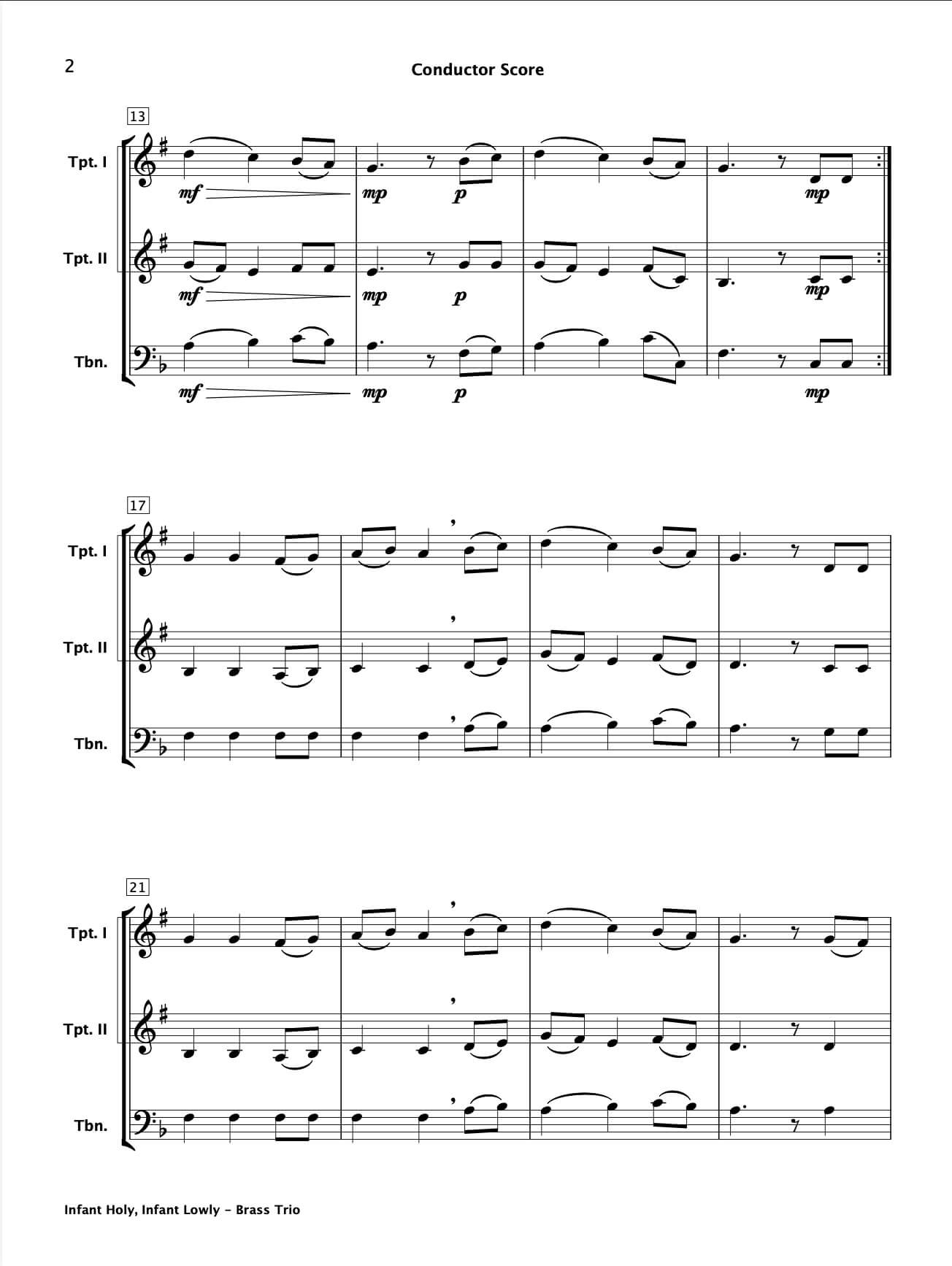 Infant Holy, Infant Lowly (Brass Trio)