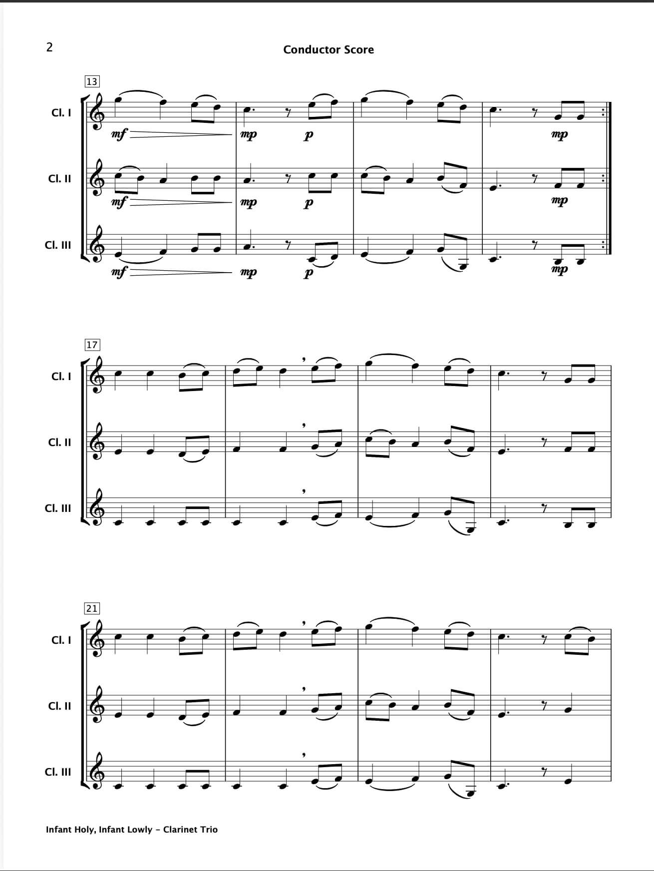 Infant Holy, Infant Lowly (Clarinet Trio)