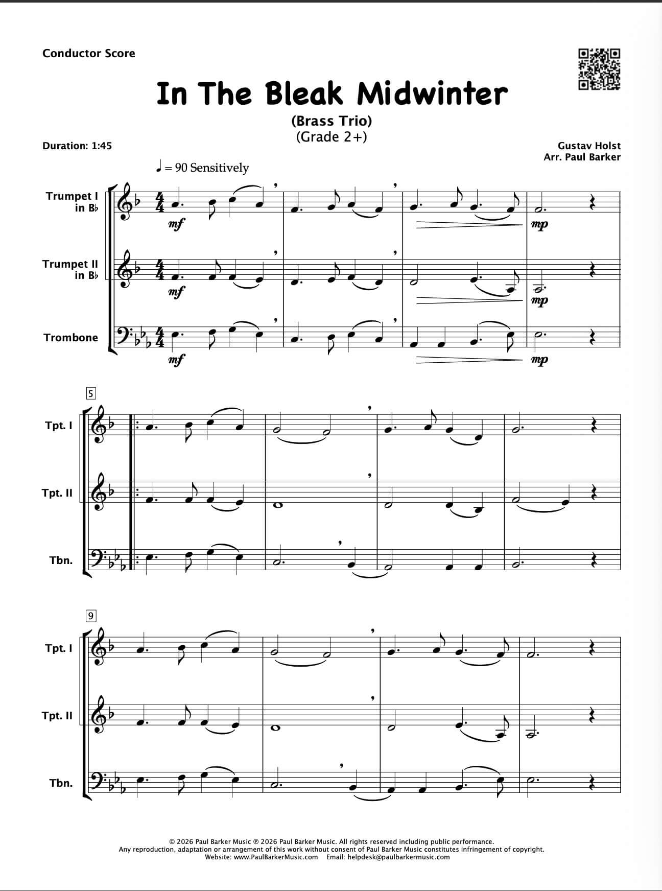 In The Bleak Midwinter (Brass Trio)