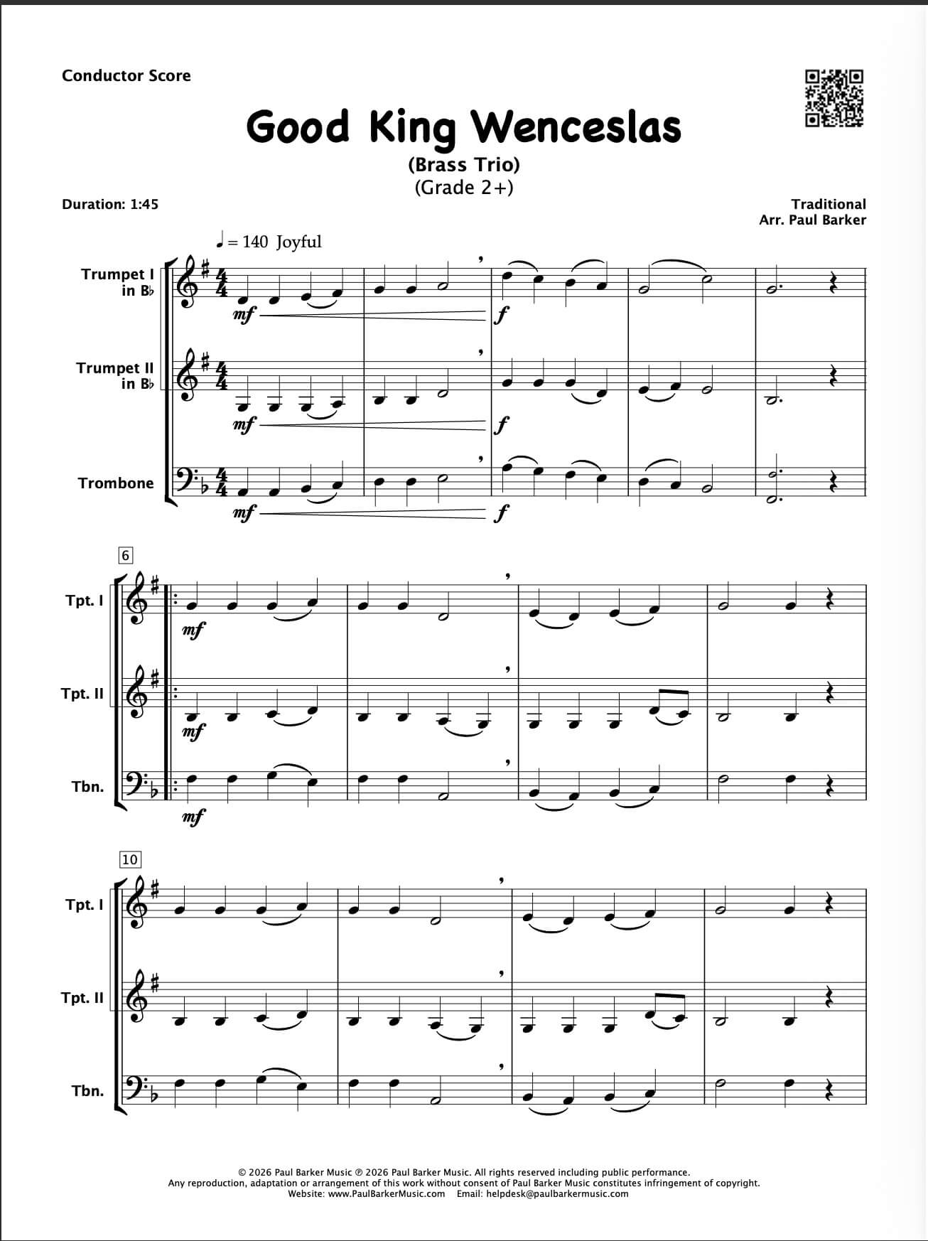 Good King Wenceslas (Brass Trio)