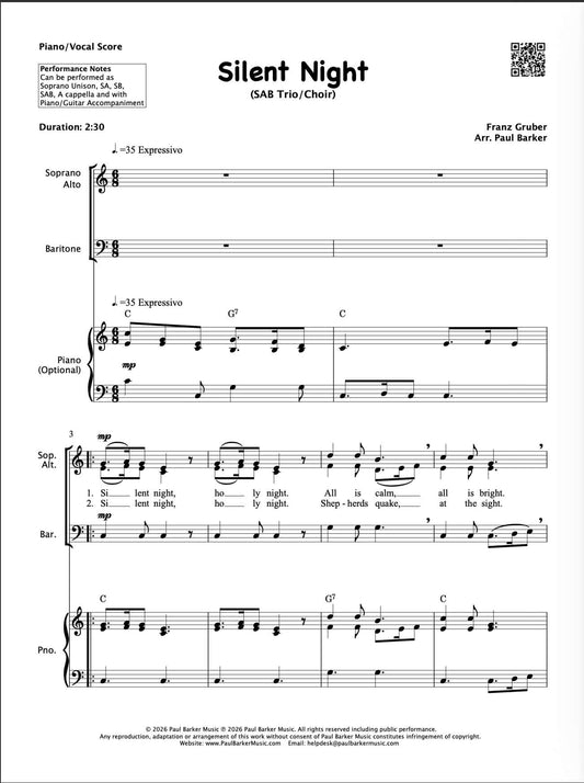 Silent Night (SAB Choir)