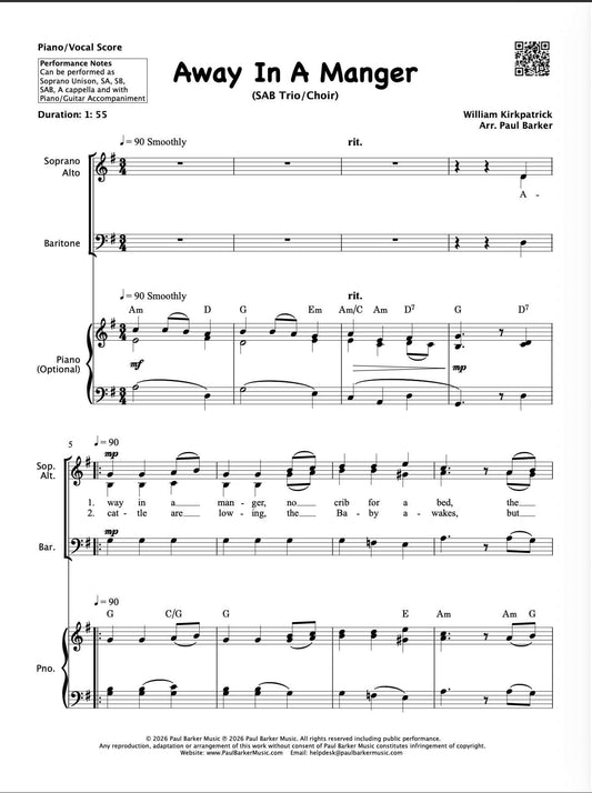 Away In A Manger (SAB Choir)