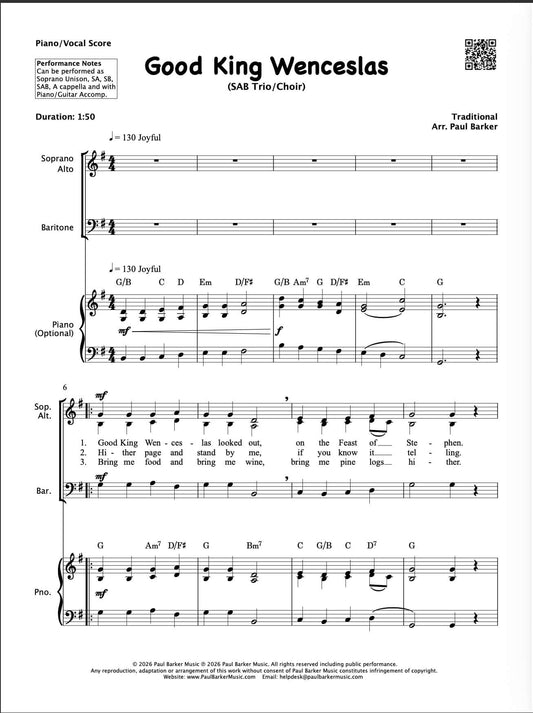 Good King Wenceslas (SAB Choir)