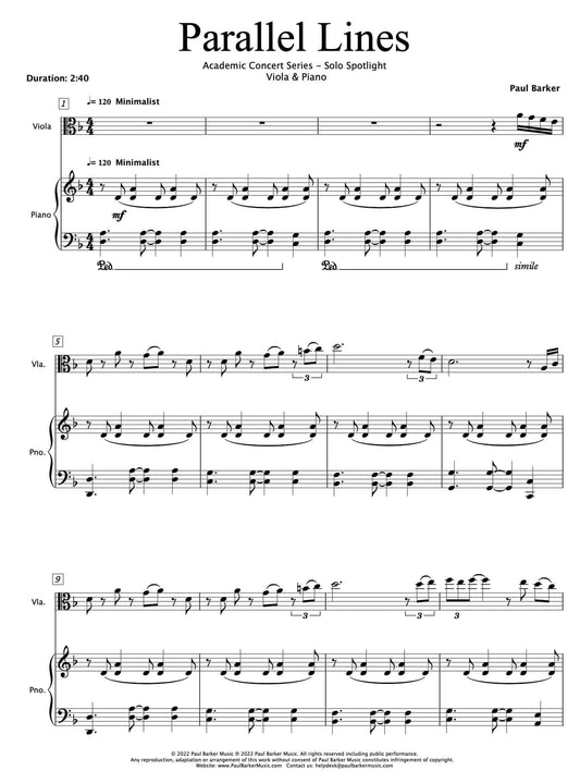 Parallel Lines (Viola & Piano) - Paul Barker Music