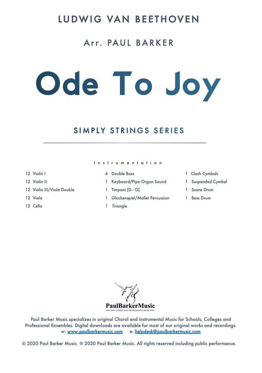 Ode To Joy - Simply Strings Series - Paul Barker Music