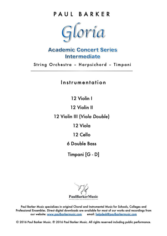 Gloria (String Orchestra) - Paul Barker Music