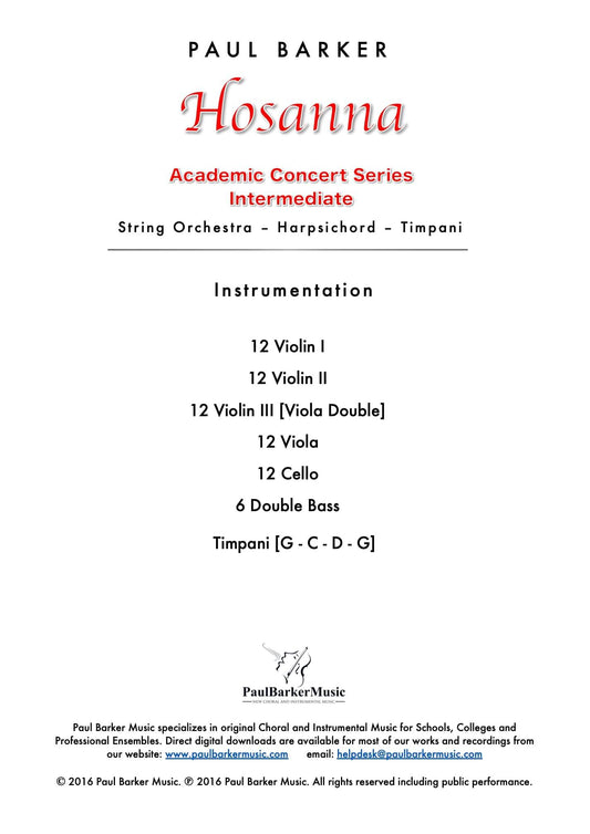 Hosanna (String Orchestra) - Paul Barker Music