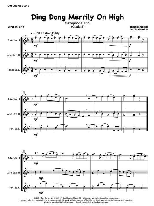 Ding Dong Merrily On High (Saxophone Trio) - Paul Barker Music