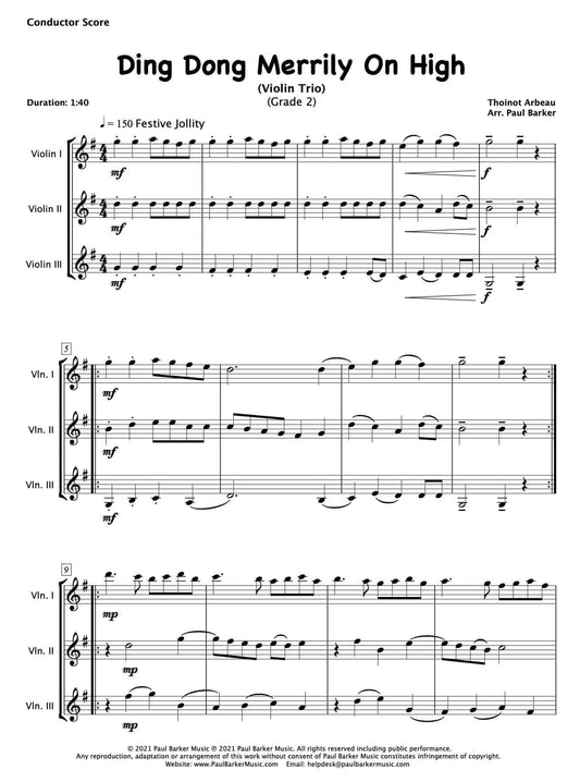 Ding Dong Merrily On High (Violin Trio) - Paul Barker Music