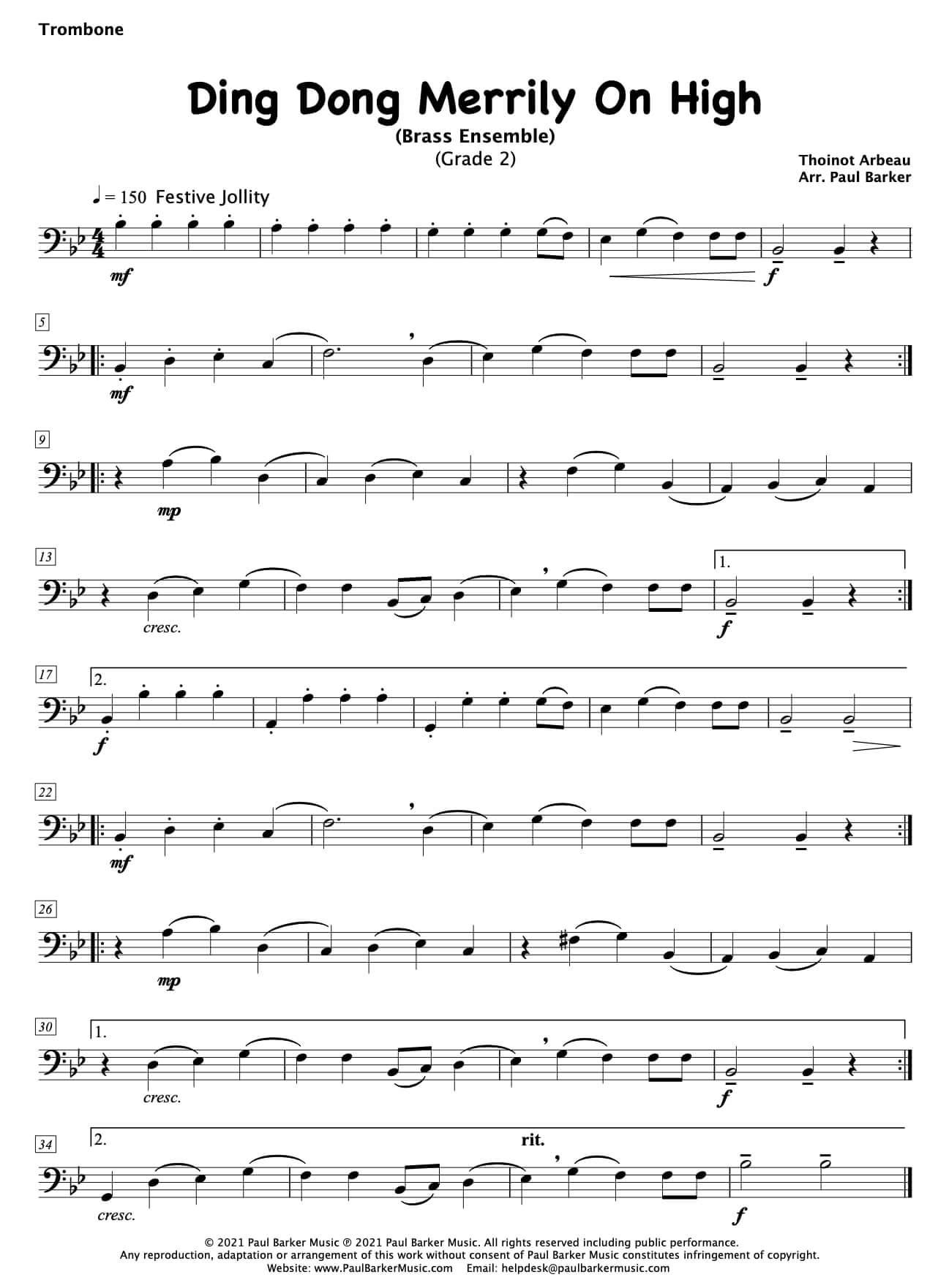 Ding Dong Merrily On High (Brass Ensemble) - Paul Barker Music
