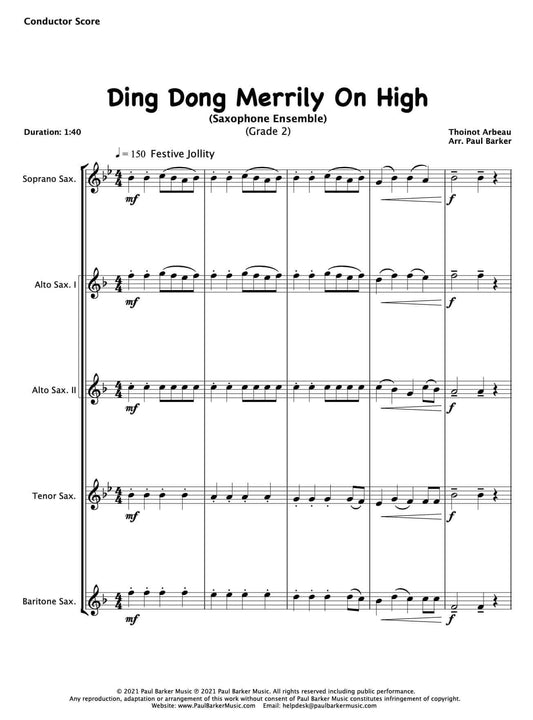 Ding Dong Merrily On High (Saxophone Ensemble) - Paul Barker Music