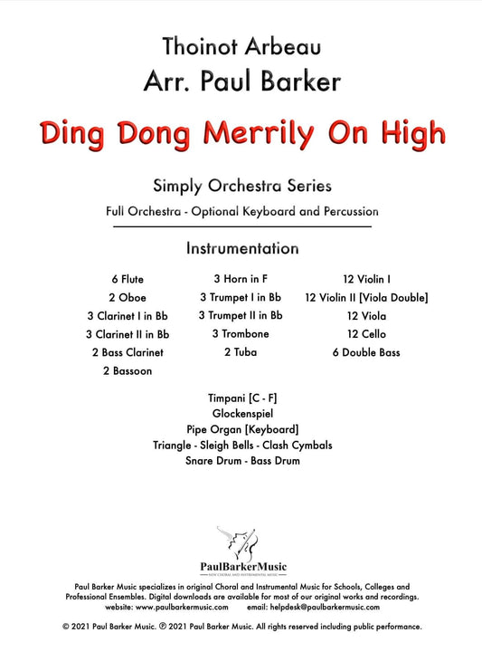 Ding Dong Merrily On High (Full Orchestra) - Paul Barker Music