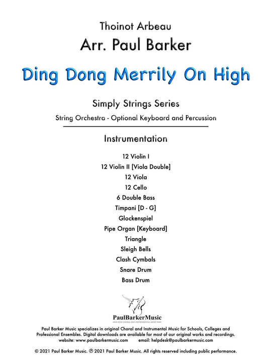 Ding Dong Merrily On High (String Orchestra) - Paul Barker Music