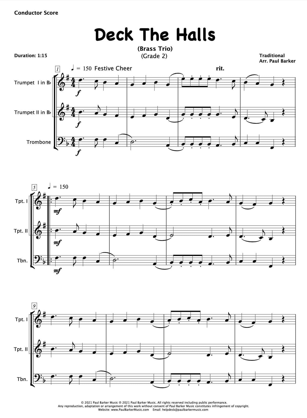 Christmas Brass Trios - Book 1 - Paul Barker Music