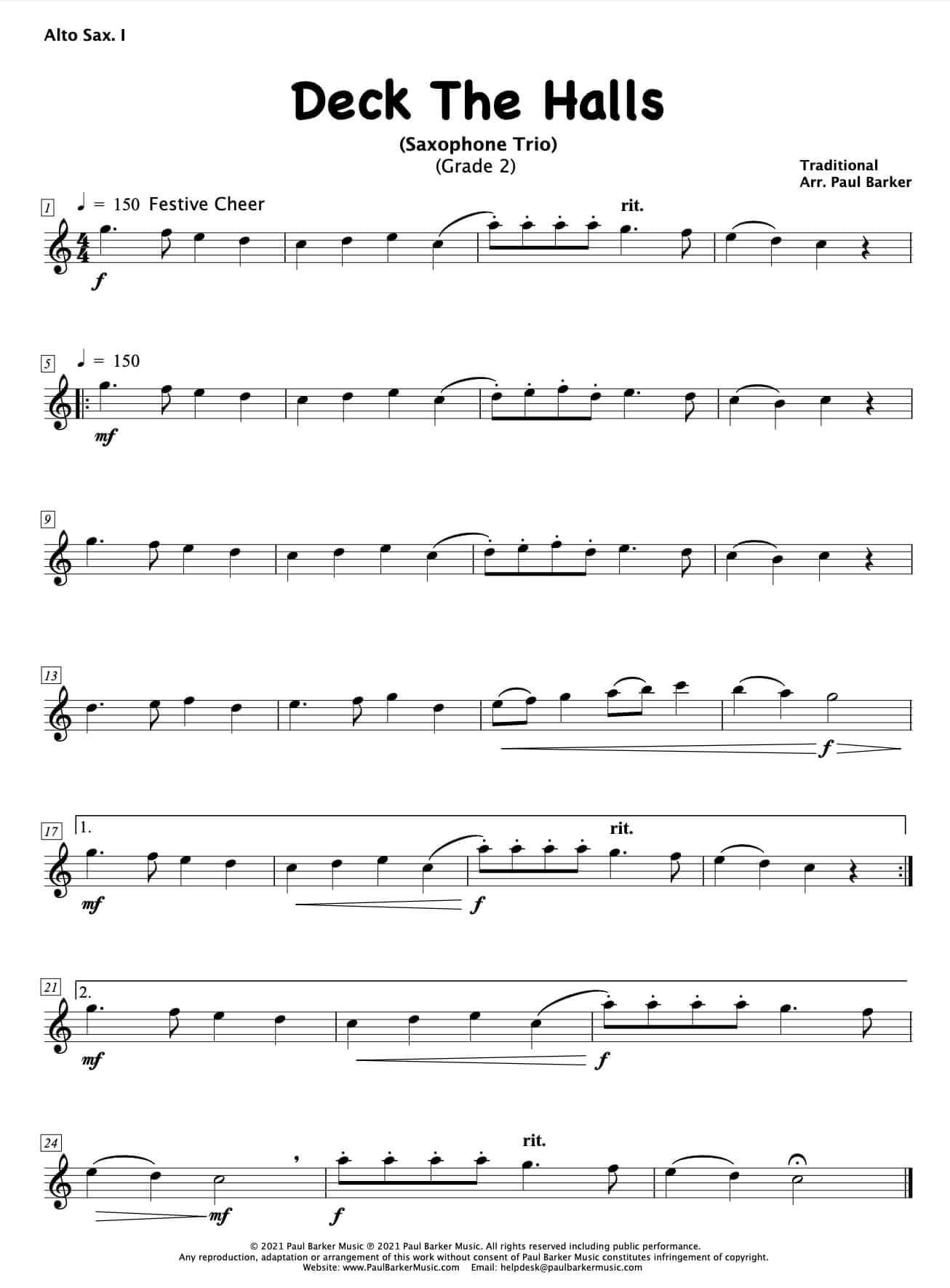 Deck The Halls (Saxophone Trio) - Paul Barker Music