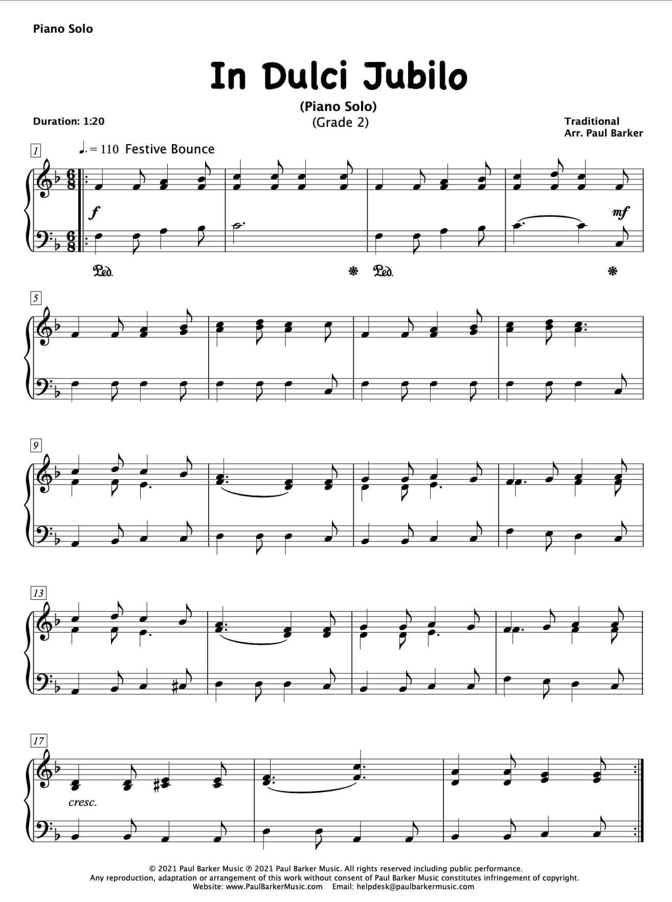 In Dulci Jubilo (Piano Solo) - Paul Barker Music