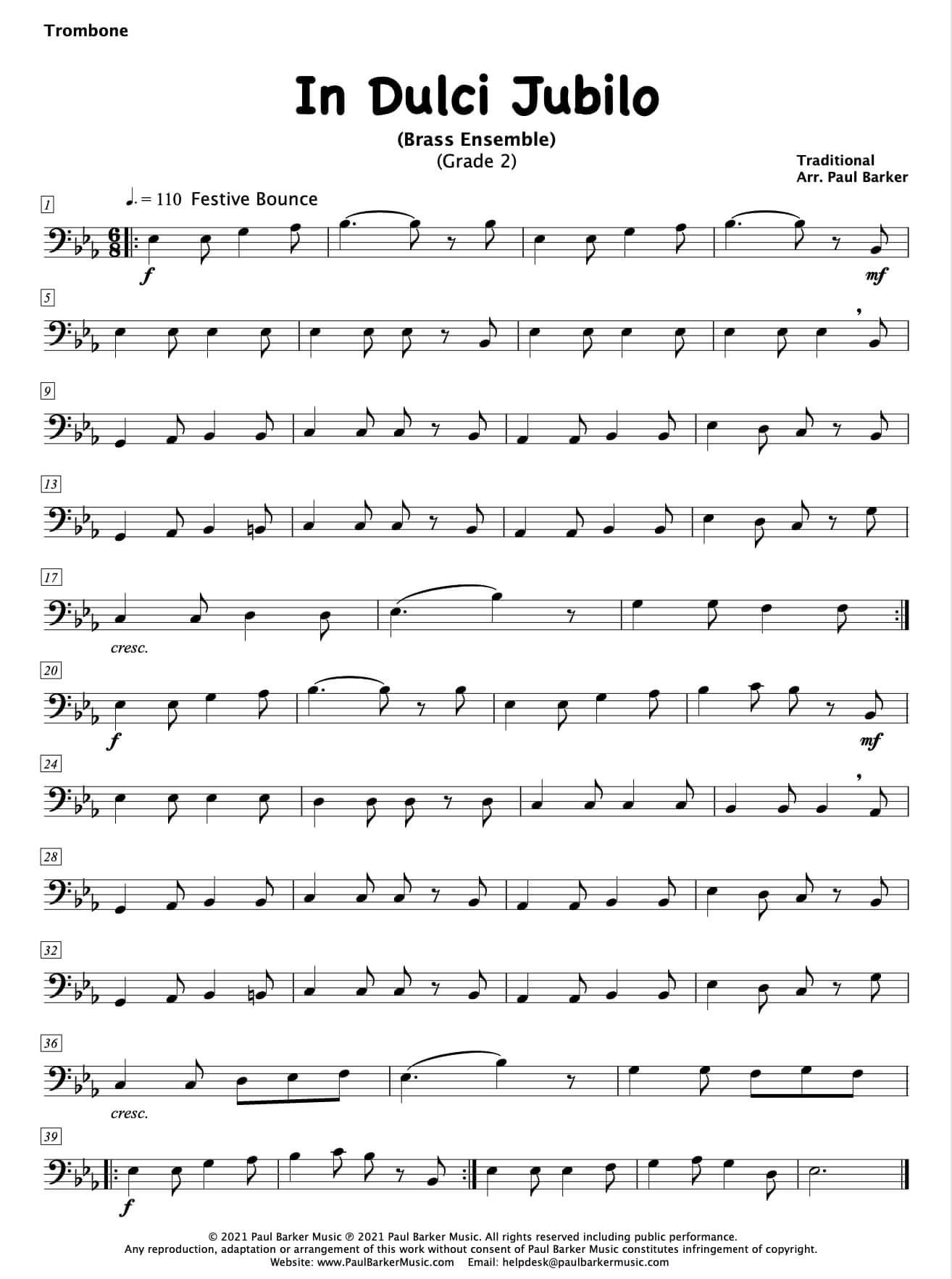 In Dulci Jubilo (Brass Ensemble) - Paul Barker Music