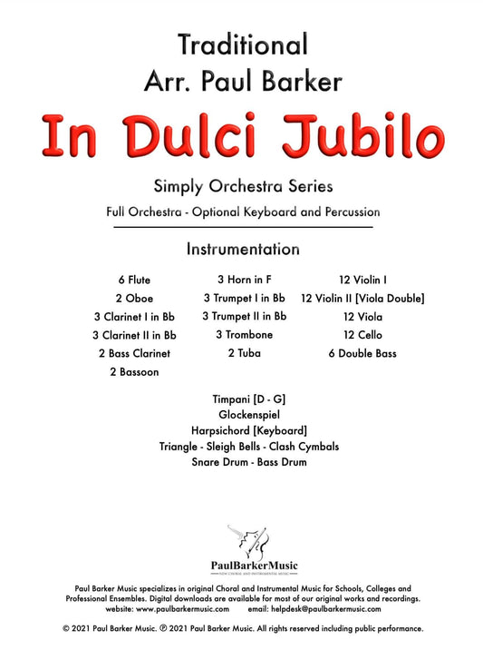 In Dulci Jubilo (Full Orchestra) - Paul Barker Music
