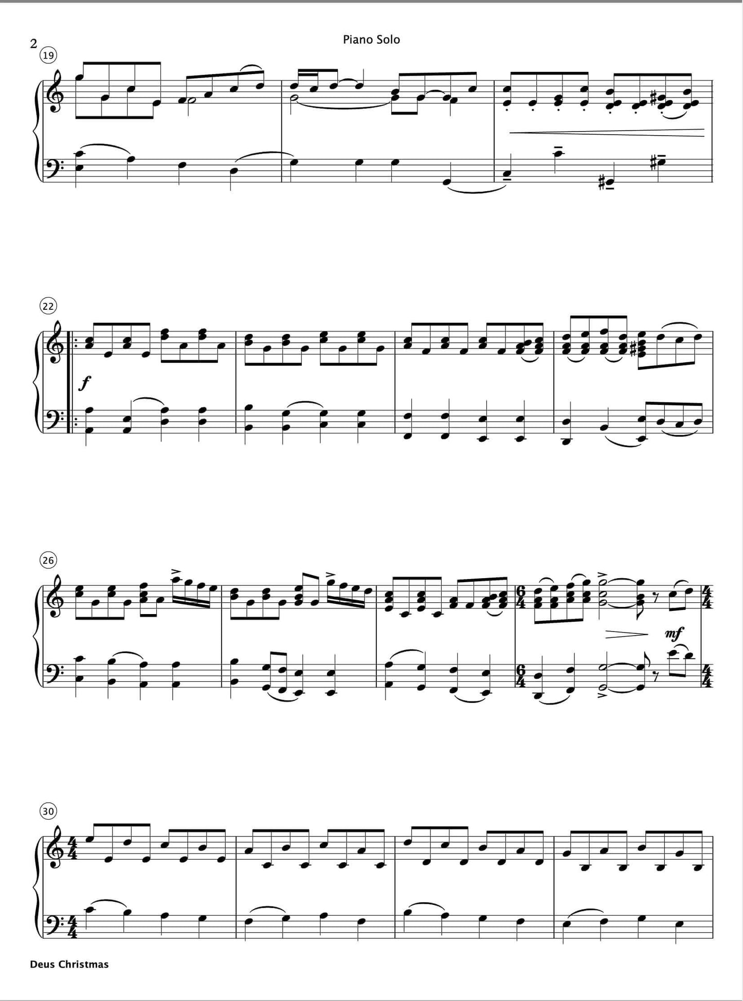 Deus Christmas (Piano Solo) - Paul Barker Music