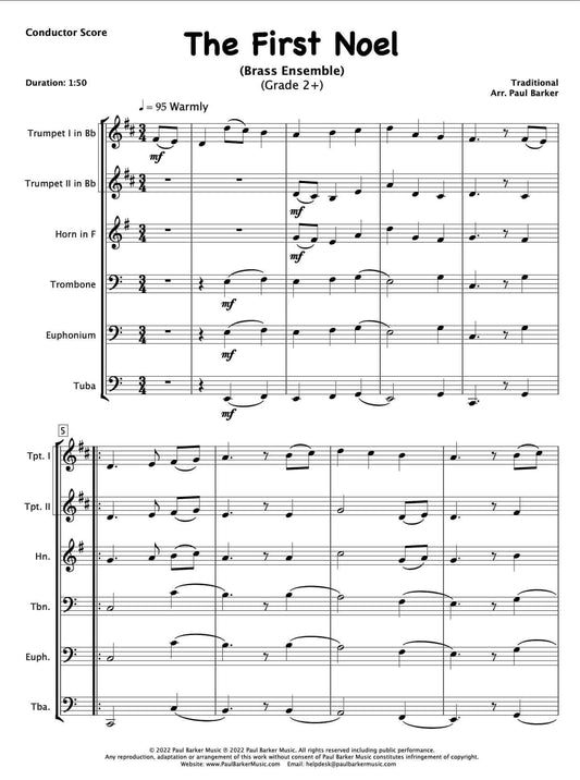 The First Noel (Brass Ensemble) - Paul Barker Music