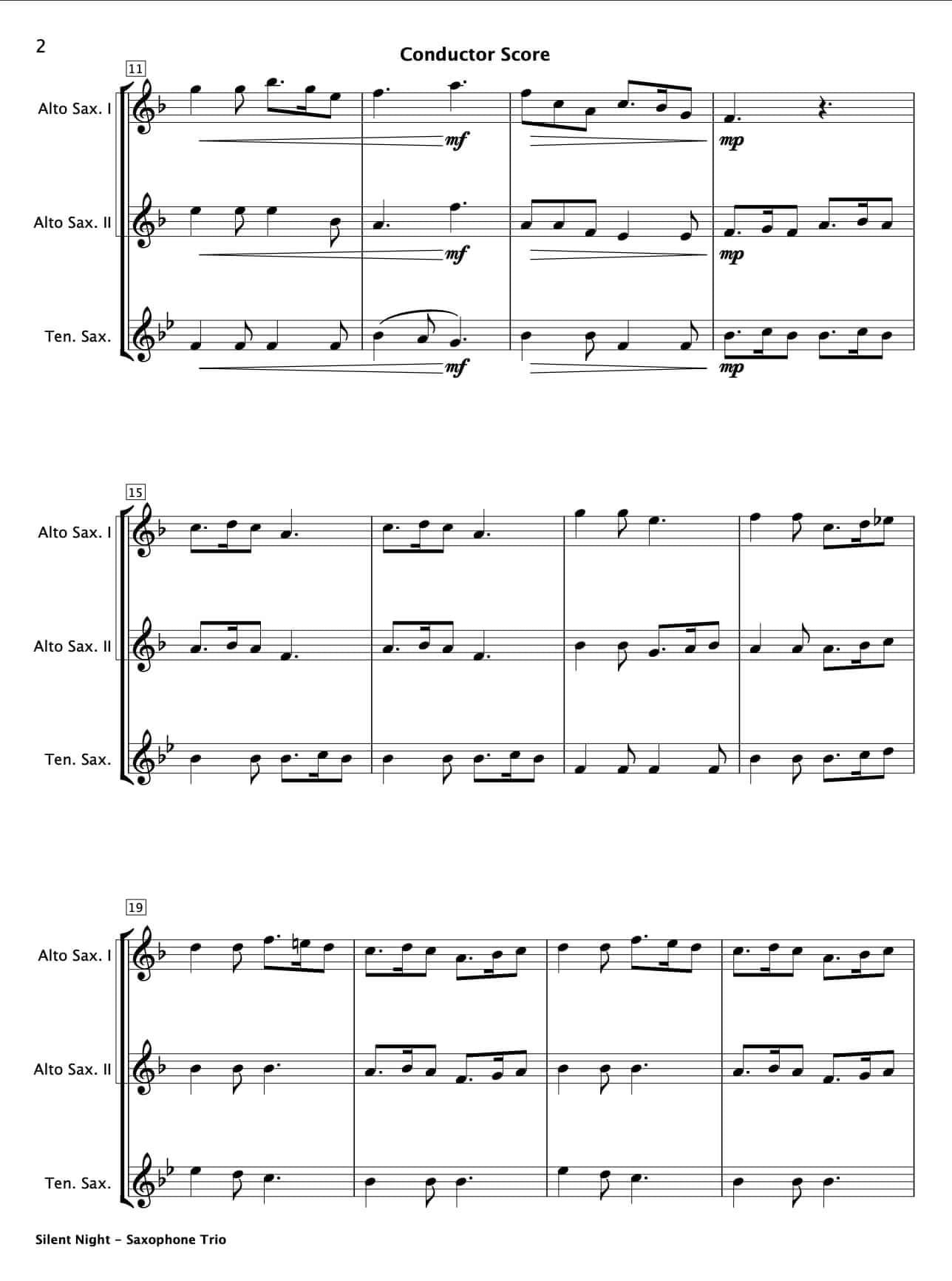 Silent Night (Saxophone Trio) - Paul Barker Music