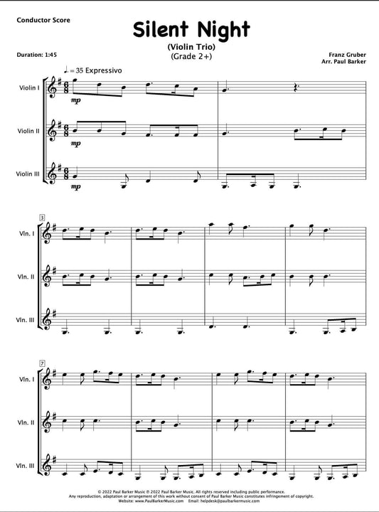 Silent Night (Violin Trio) - Paul Barker Music