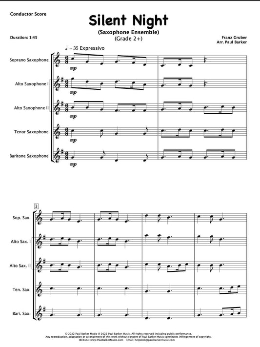 Silent Night (Saxophone Ensemble) - Paul Barker Music
