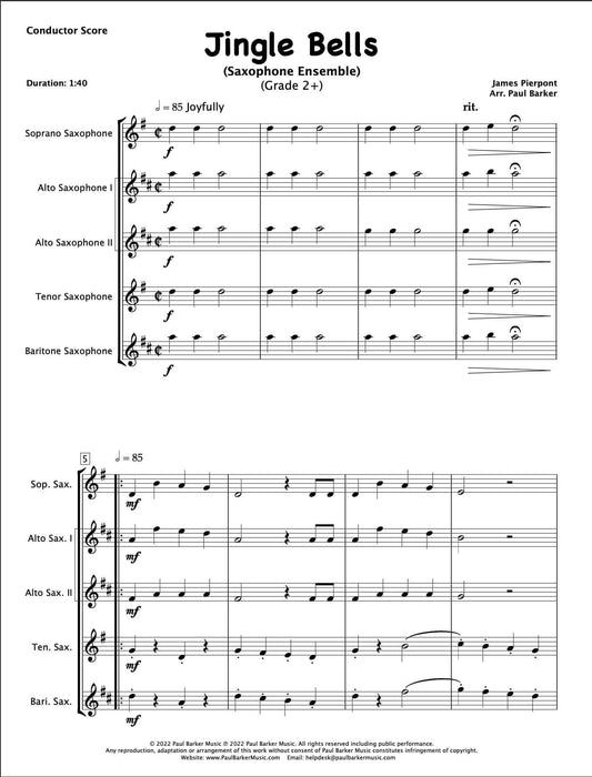 Jingle Bells (Saxophone Ensemble) - Paul Barker Music