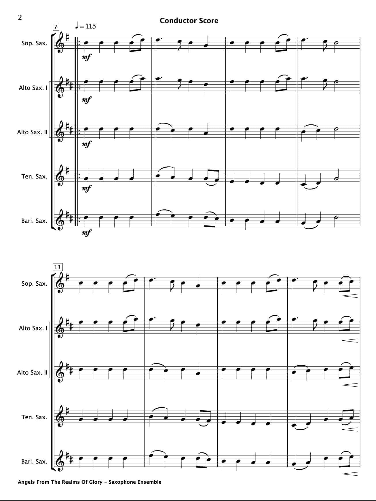 Angels From The Realms Of Glory (Saxophone Ensemble) - Paul Barker Music