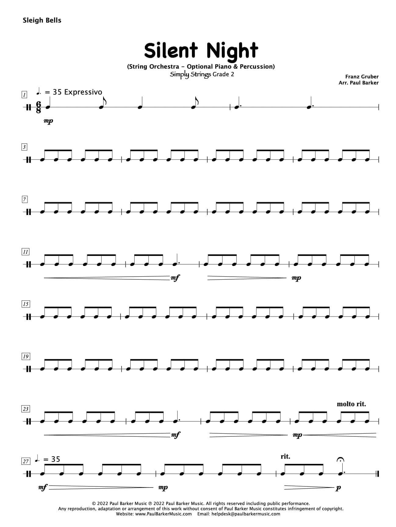 Silent Night (String Orchestra) - Paul Barker Music