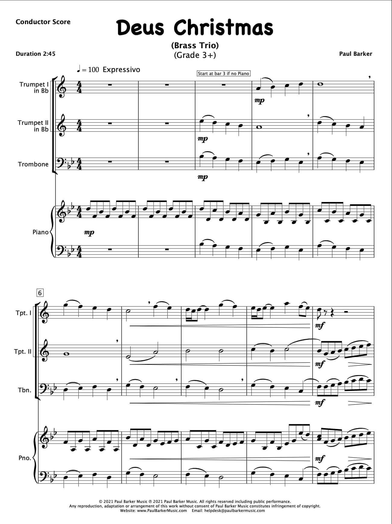 Christmas Brass Trios - Book 2 - Paul Barker Music 
