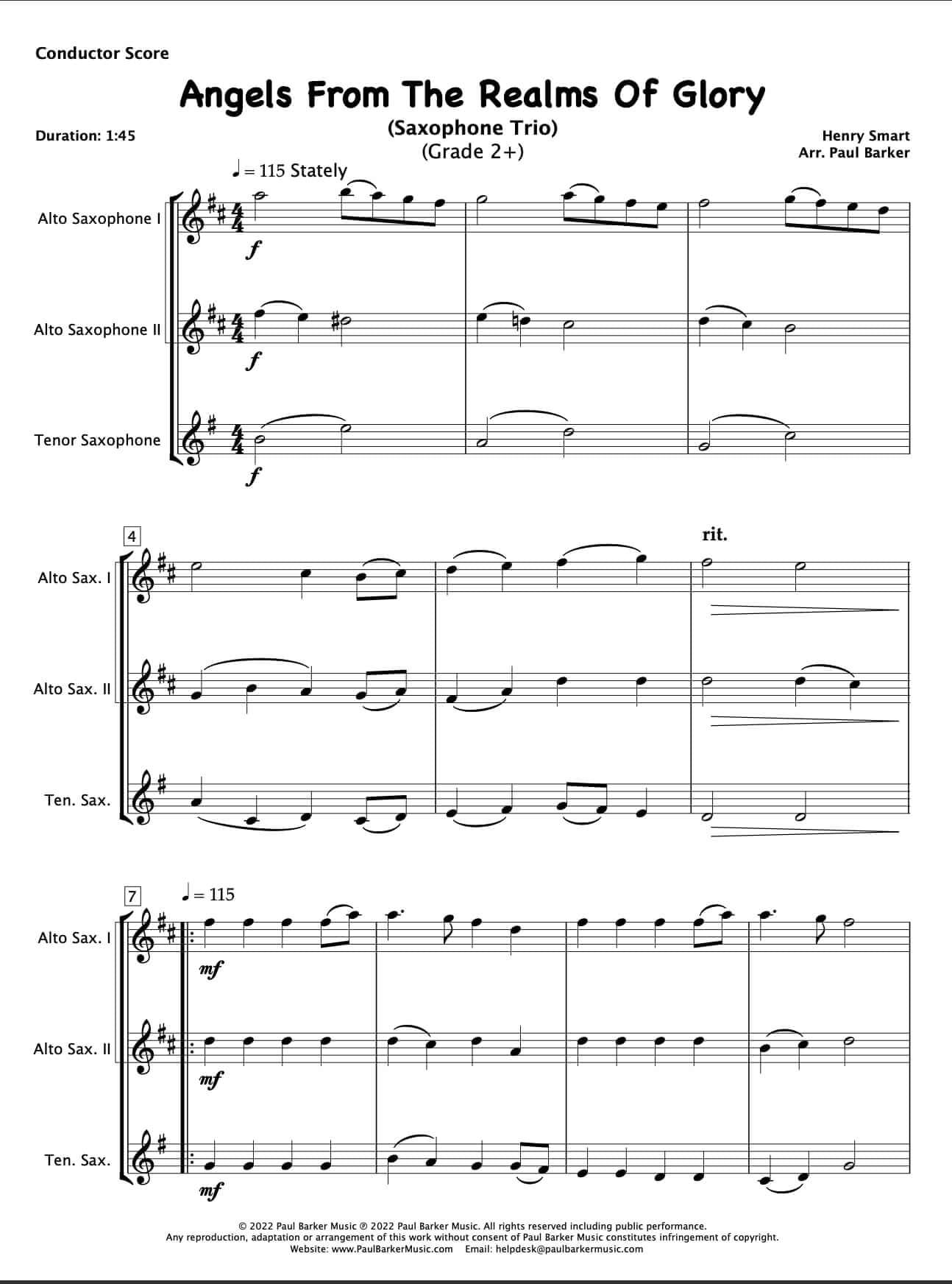 Christmas Saxophone Trios - Book 2 - Paul Barker Music