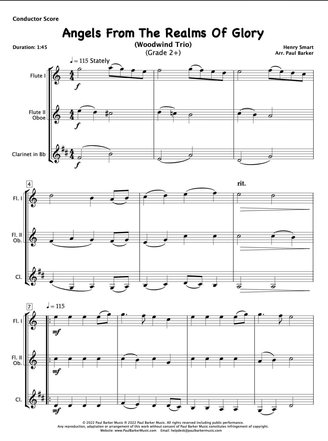 Christmas Woodwind Trios - Book 2 - Paul Barker Music