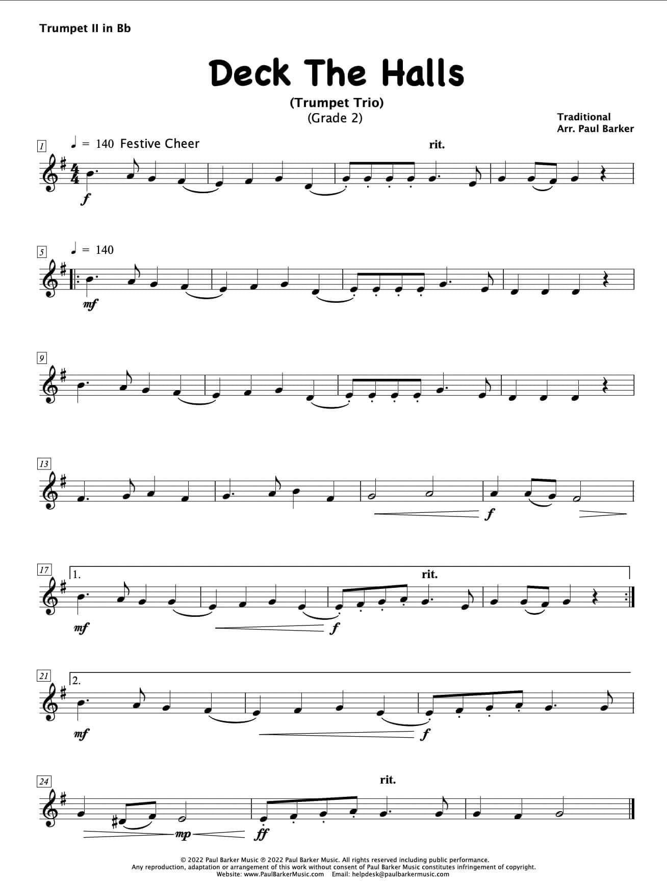 Deck The Halls (Trumpet Trio) - Paul Barker Music