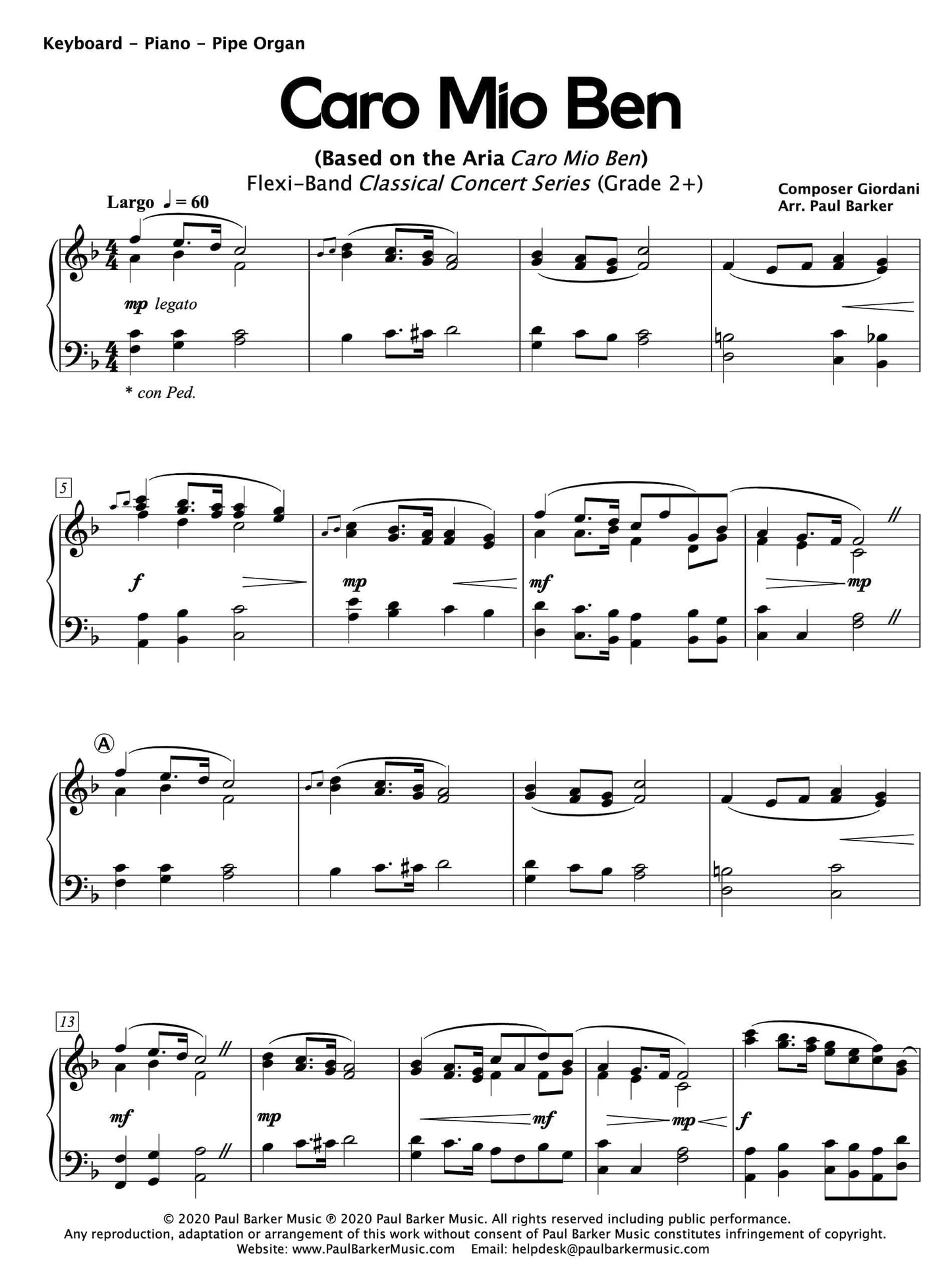 Caro Mio Ben - Paul Barker Music