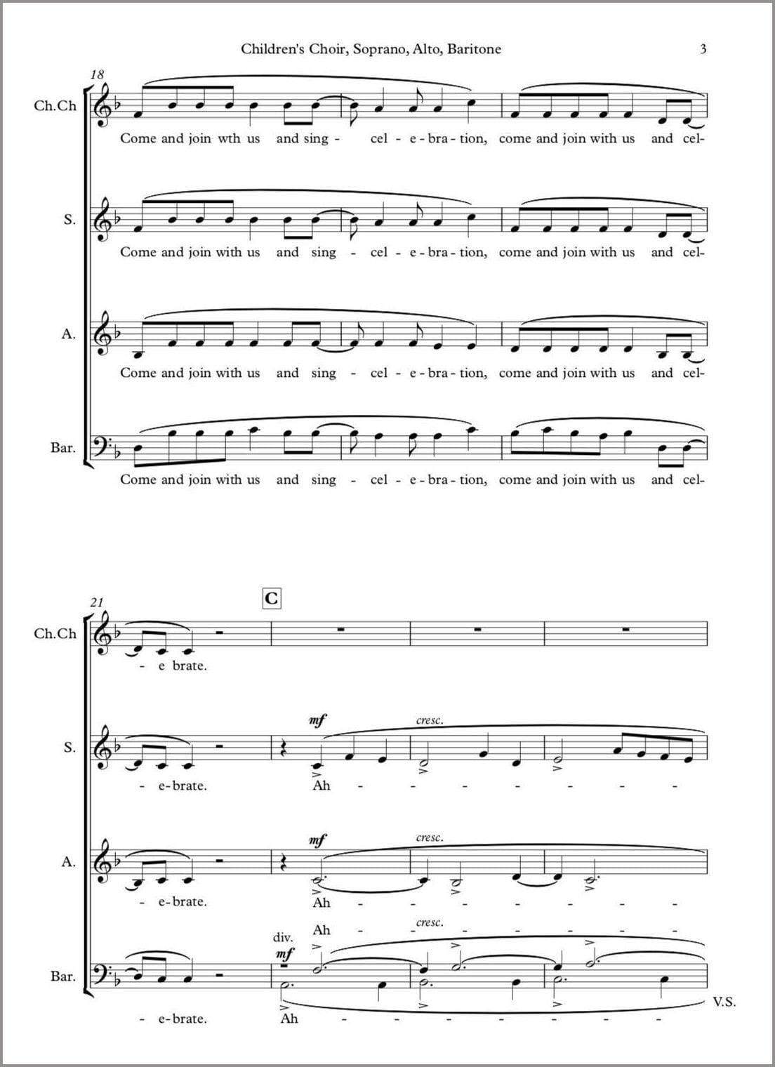 Celebration (SAB Choir & Orchestra) - Paul Barker Music