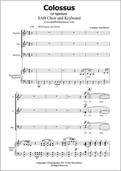 Colossus (SAB Choir & Orchestra) - Paul Barker Music 
