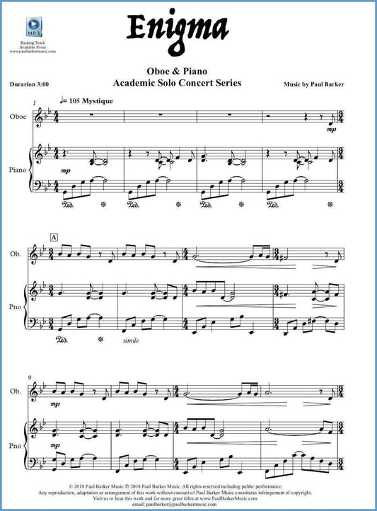 Enigma (Oboe & Piano) - Paul Barker Music