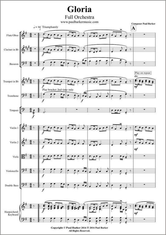 Gloria (Full Orchestra) - Paul Barker Music