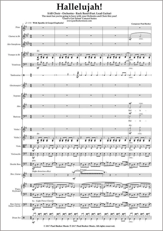 Hallelujah! (SAB Choir & Rock-Fusion Orchestra) - Paul Barker Music