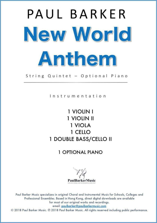 New World Anthem (String Quintet) - Paul Barker Music