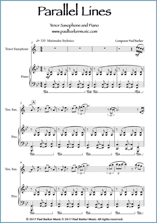 Parallel Lines (Tenor Saxophone & Piano) - Paul Barker Music