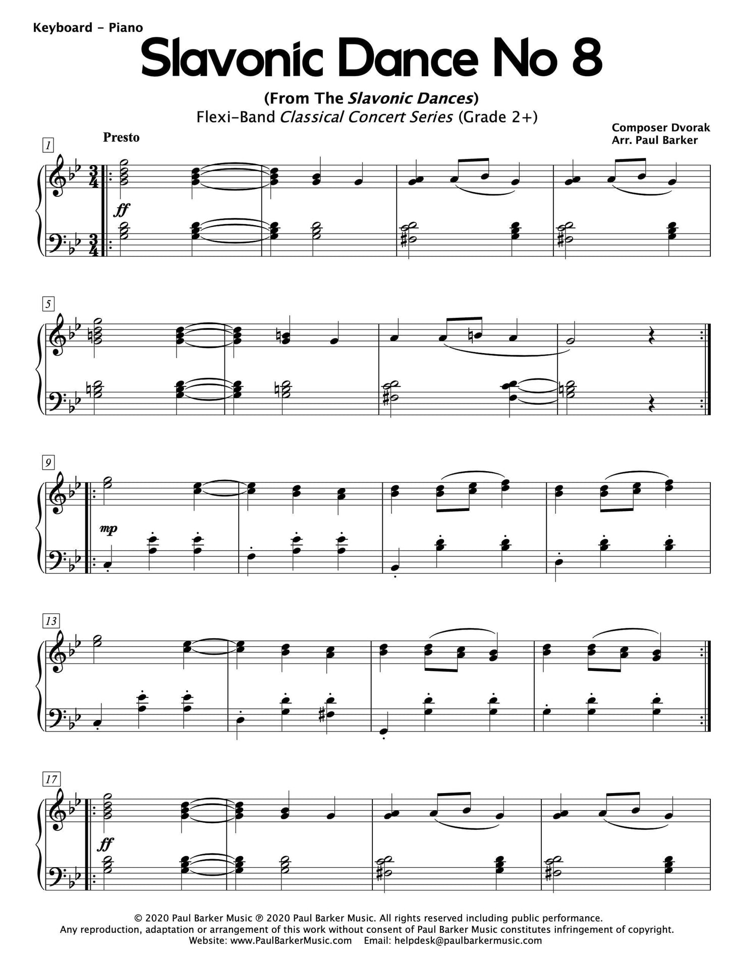 Slavonic Dance No 8 In G Minor - Paul Barker Music