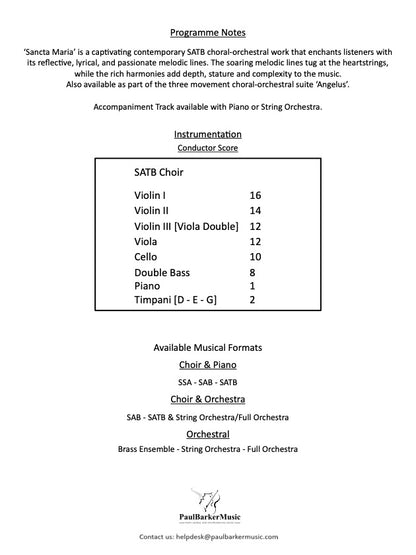 Sancta Maria (SATB Choir & String Orchestra)