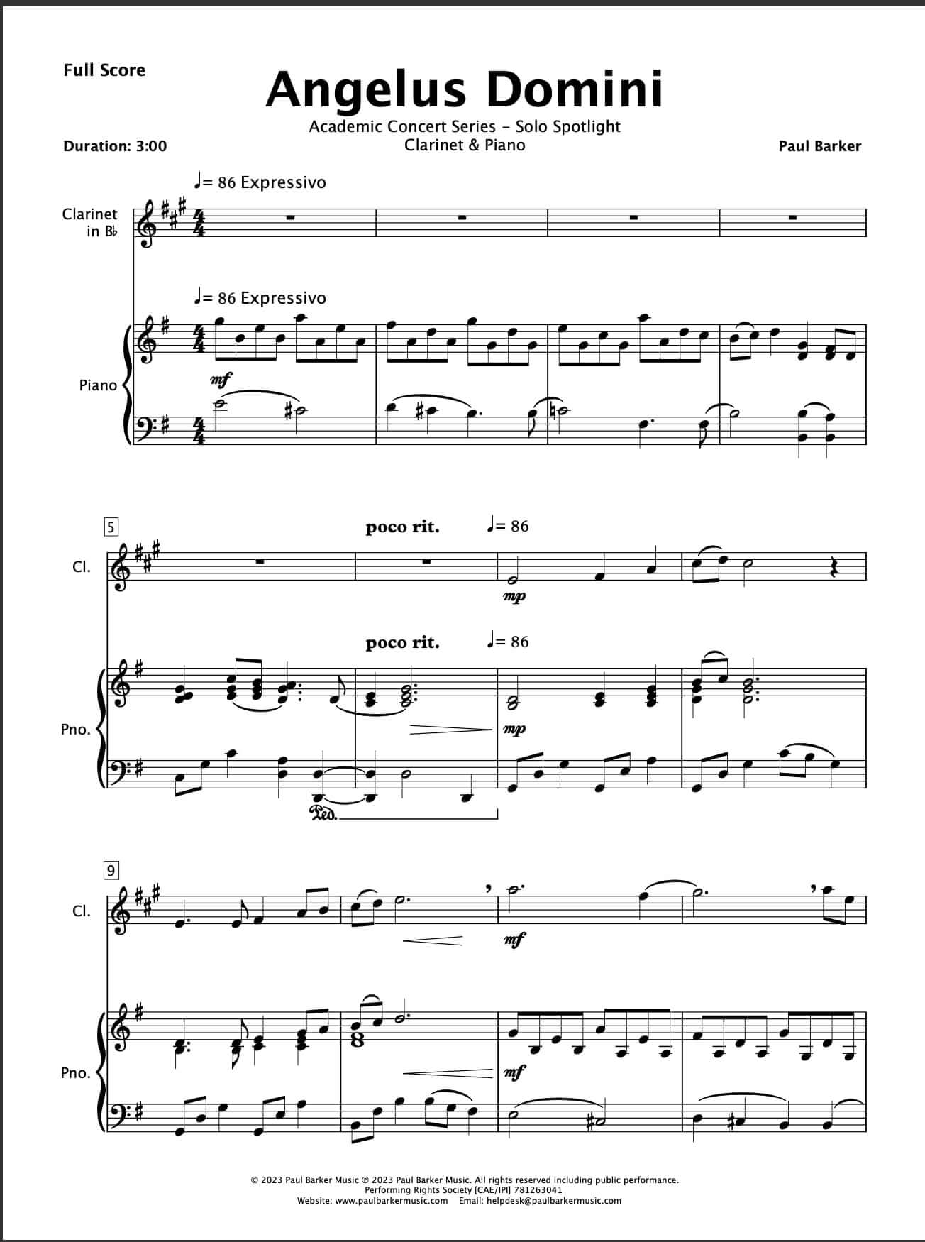Angelus Dominie (Clarinet & Piano)