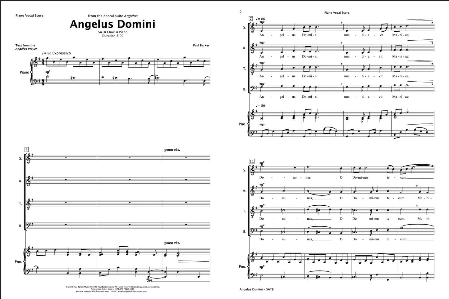 Angelus Domini (SATB Choir & Piano)