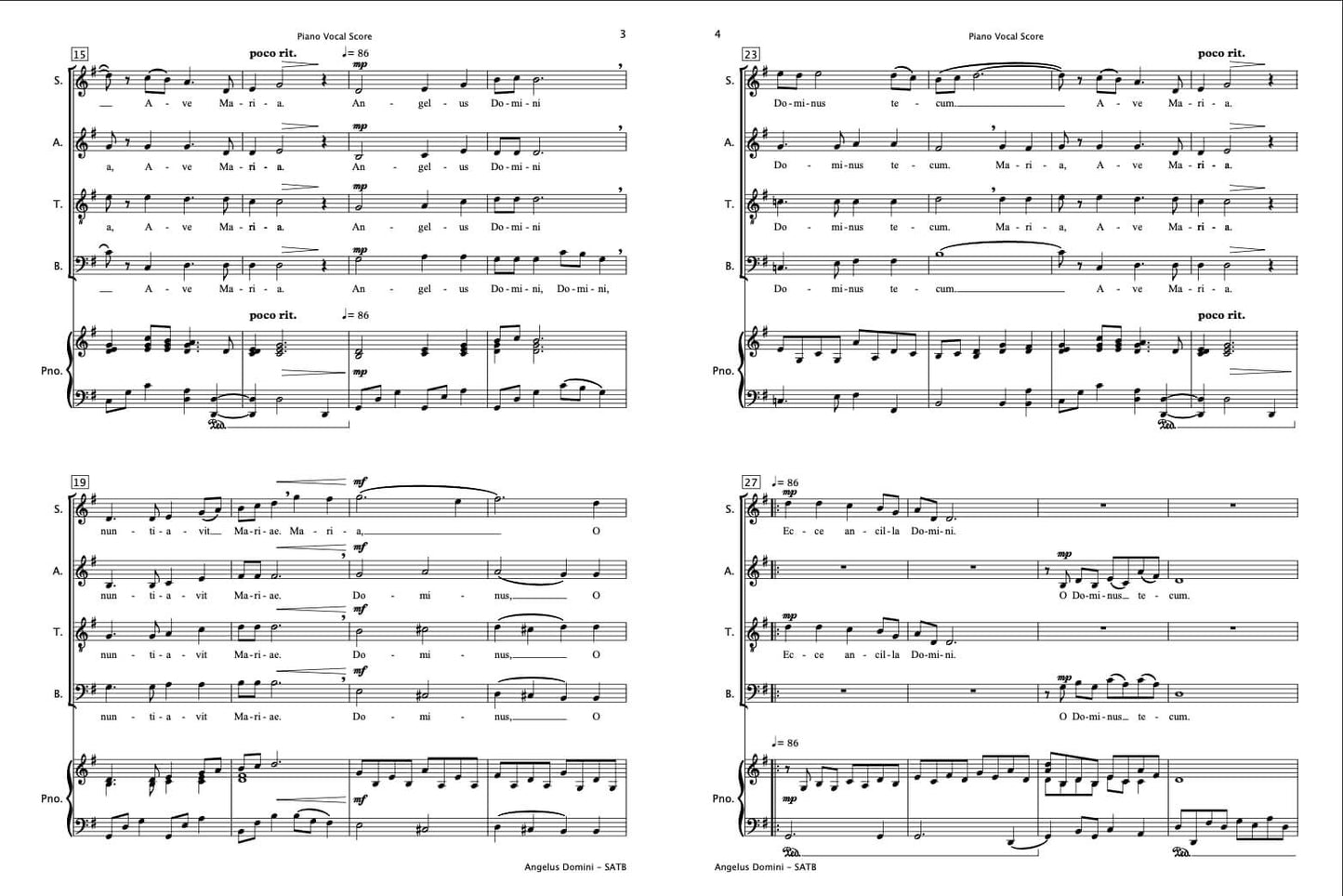 Angelus Domini (SATB Choir & Piano)