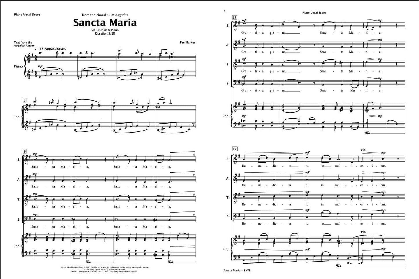 Sancta Maria (SATB Choir & Piano)