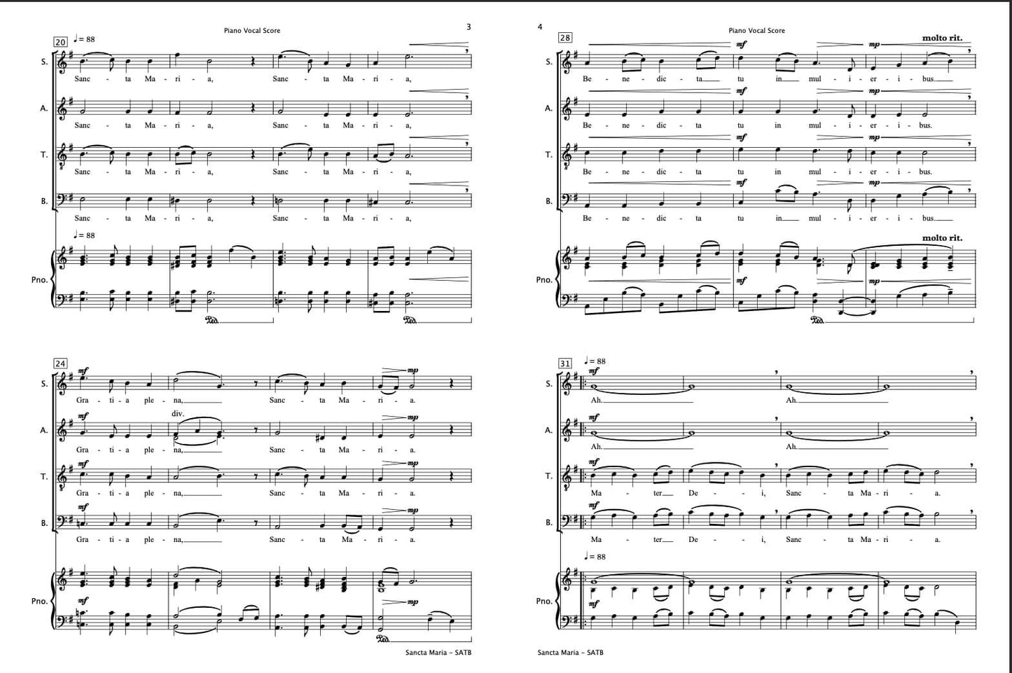 Sancta Maria (SATB Choir & Piano)