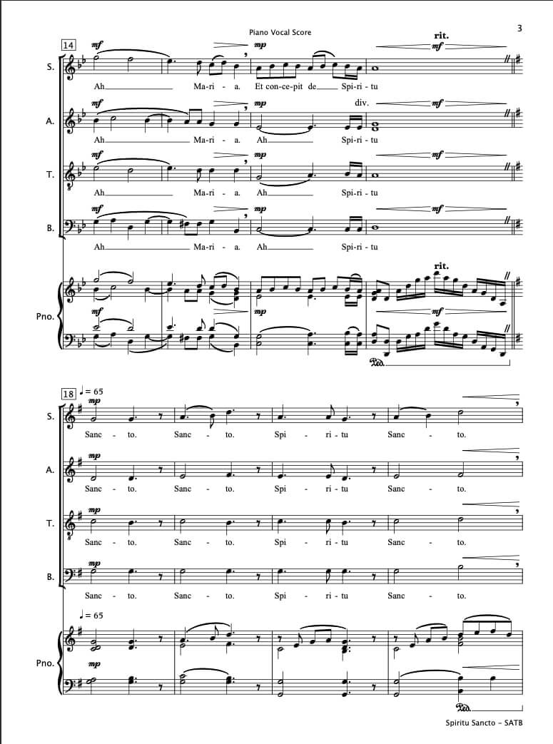 Spiritu Sancto (SATB Choir & Piano)